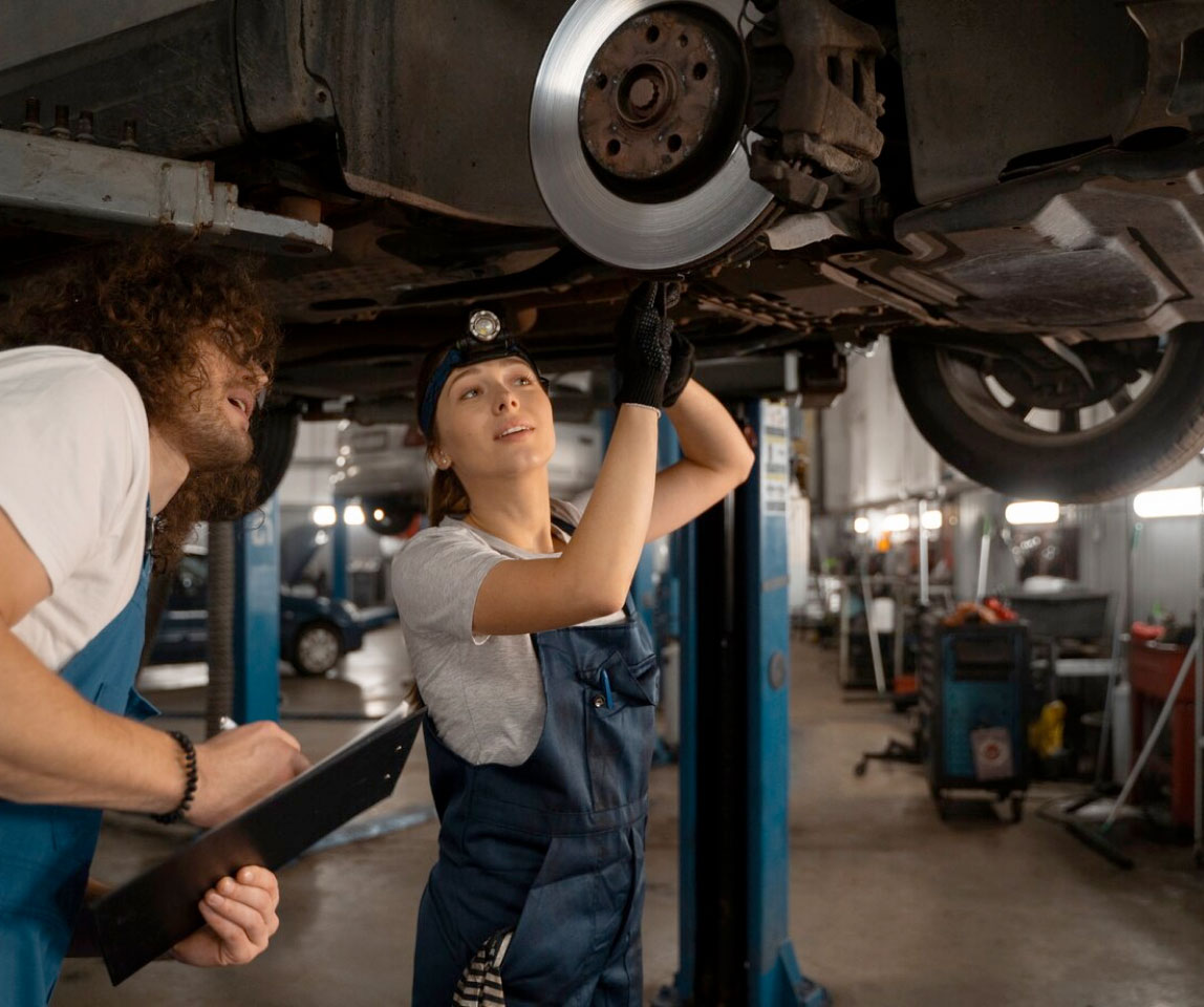 lady mechanic in action